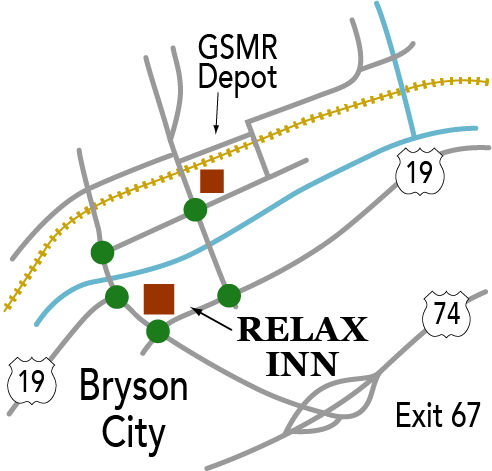 Map showing motel's proximity to train depot
